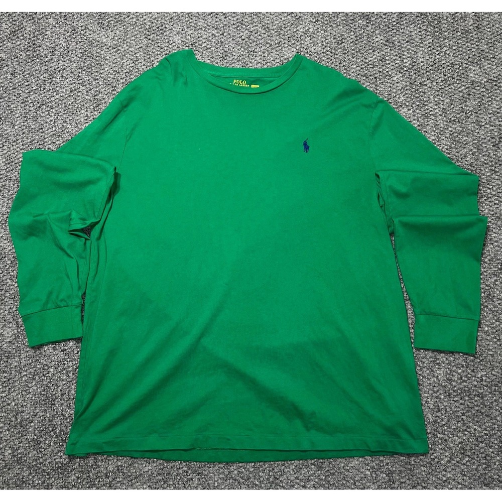 Polo Ralph Lauren Men's Green Logo Cotton Long Sleeve Classic T-Shirt XL